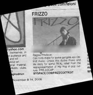 Detroit Metro Times listing for Frizzo, November 2006