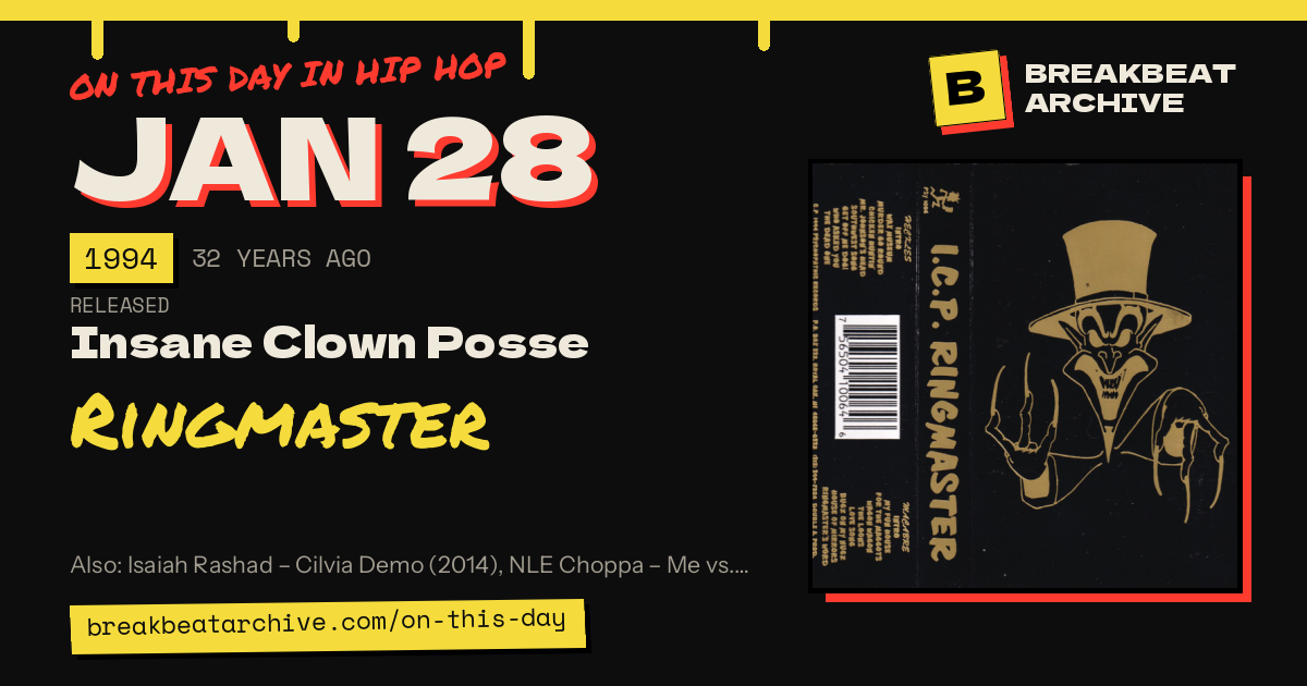 On this day in hip hop, January 28 1994: Insane Clown Posse released Ringmaster
