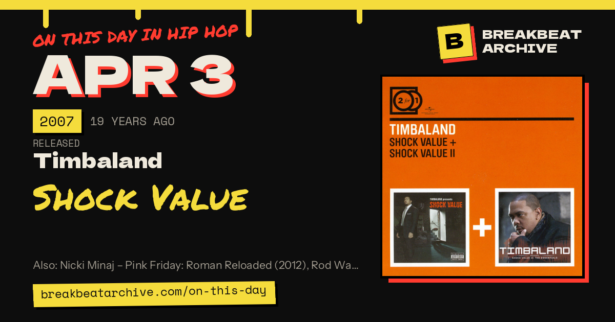On this day in hip hop, April 3 2007: Timbaland released Shock Value