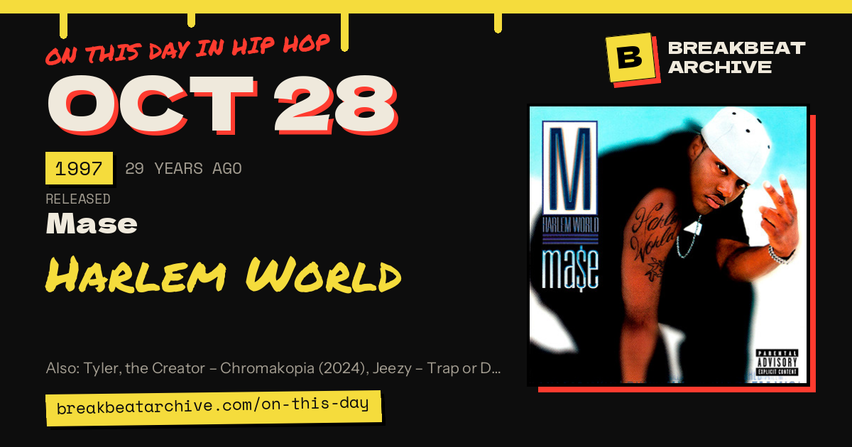 On this day in hip hop, October 28 1997: Mase released Harlem World