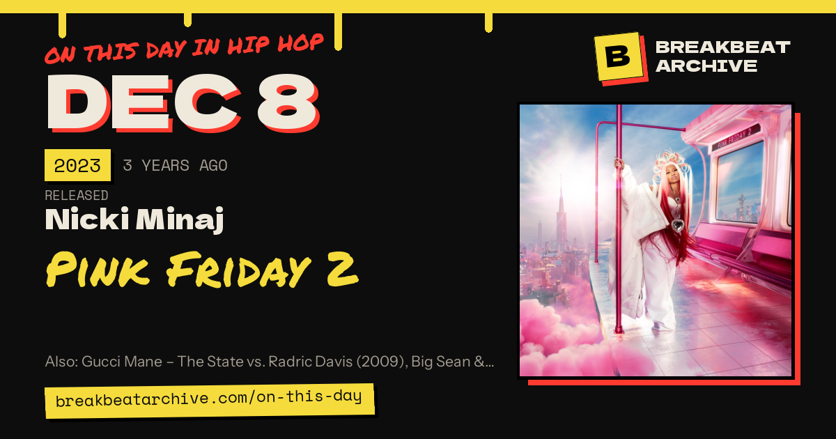 On this day in hip hop, December 8 2023: Nicki Minaj released Pink Friday 2